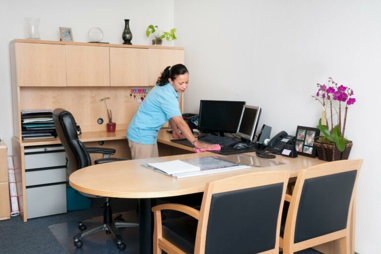 Janitorial services - Wiping down office desks
